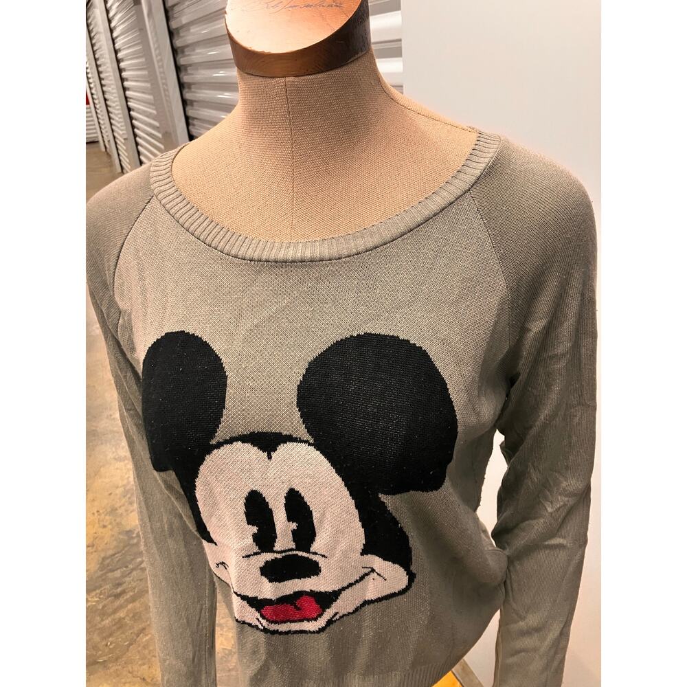 Disney Mickey Mouse Sweater Top XL Women's Gray Grey Long‎ Sleeve - Picture 3 of 6